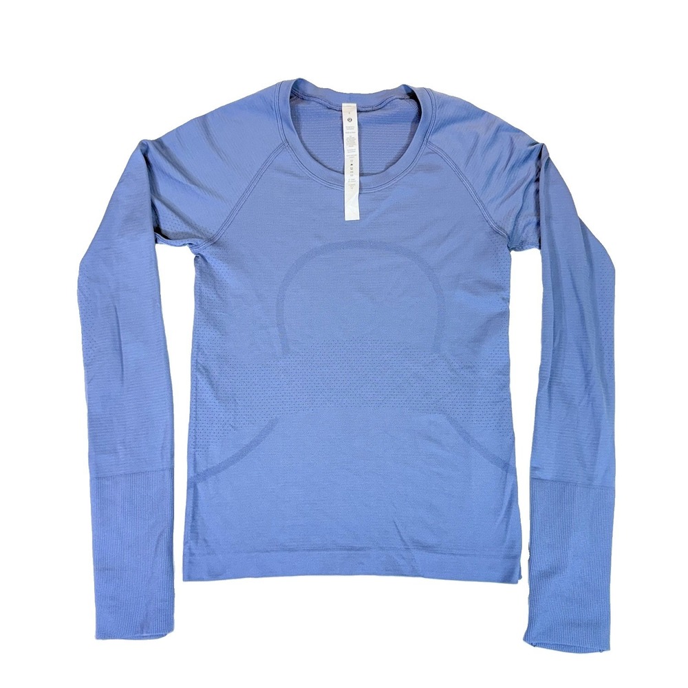 Lululemon Swiftly Tech 2.0 Waist Length Long Sleeve Shirt Blue Size 4 Excellent